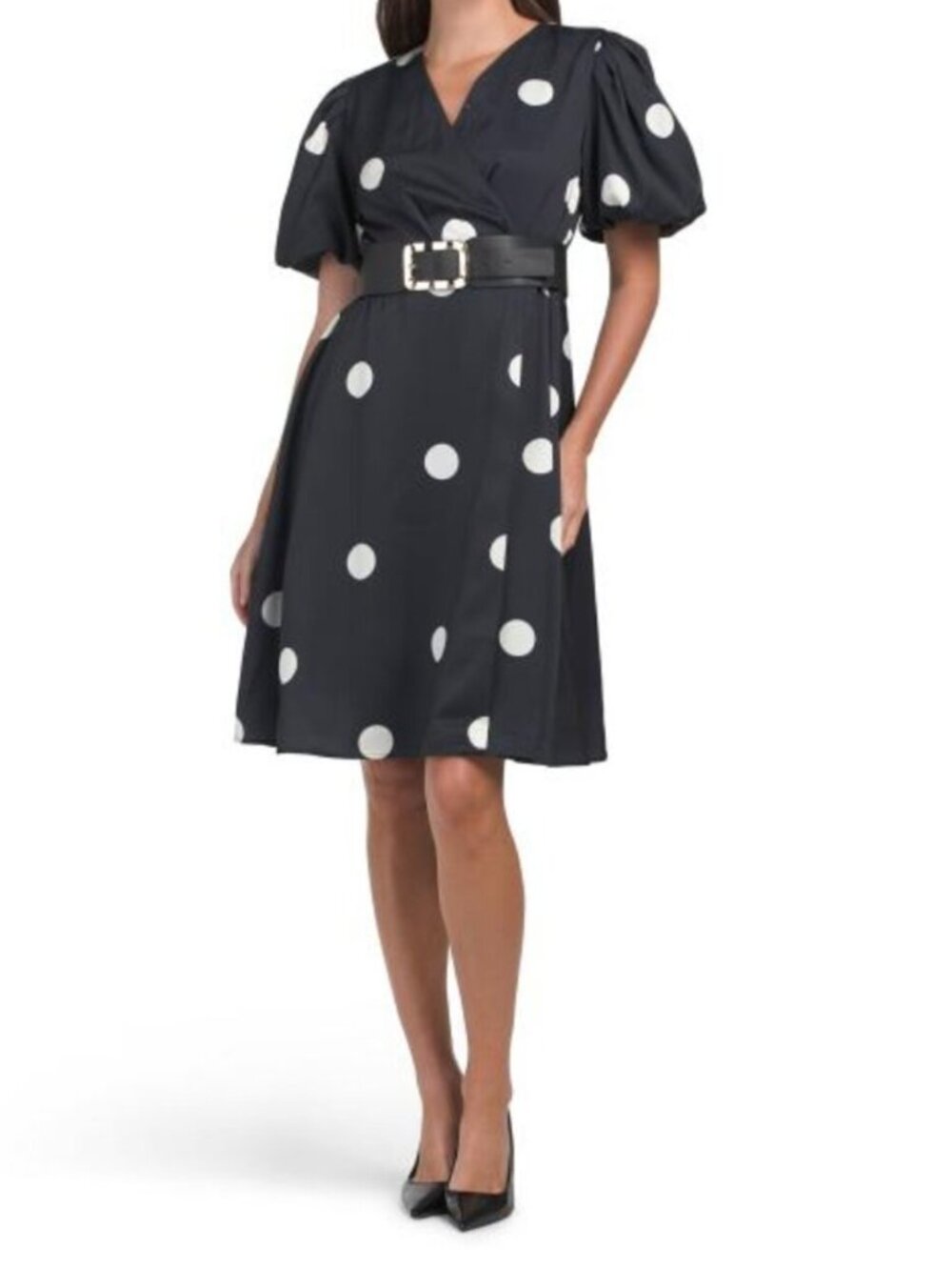 WDNY Polka Dot Belted Mini Dress